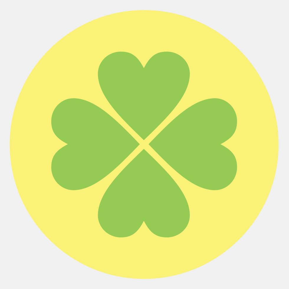 Icon four leaf clover. St. Patrick's Day celebration elements. Icons in color mate style. Good for prints, posters, logo, party decoration, greeting card, etc. vector