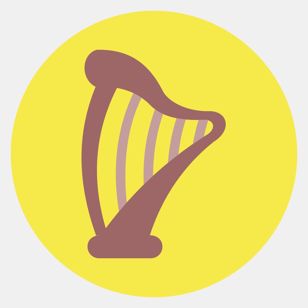 Icon harp. St. Patrick's Day celebration elements. Icons in color mate style. Good for prints, posters, logo, party decoration, greeting card, etc. vector