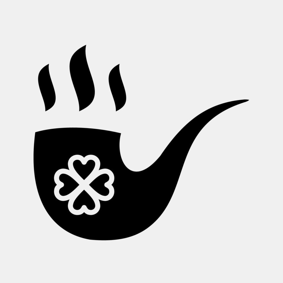 Icon smoking pipe. St. Patrick's Day celebration elements. Icons in glyph style. Good for prints, posters, logo, party decoration, greeting card, etc. vector