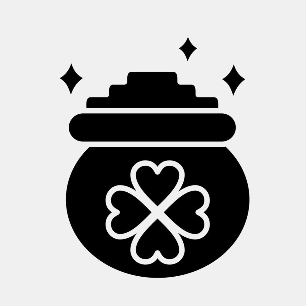 Icon gold pot clover. St. Patrick's Day celebration elements. Icons in glyph style. Good for prints, posters, logo, party decoration, greeting card, etc. vector