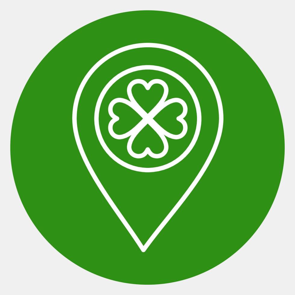 Icon location pin with clover. St. Patrick's Day celebration elements. Icons in green style. Good for prints, posters, logo, party decoration, greeting card, etc. vector