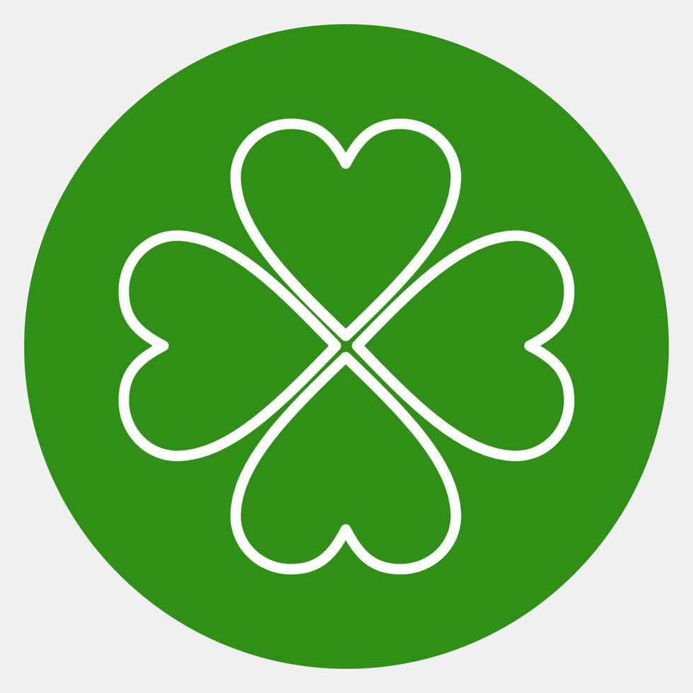 Icon four leaf clover. St. Patrick's Day celebration elements. Icons in green style. Good for prints, posters, logo, party decoration, greeting card, etc. vector
