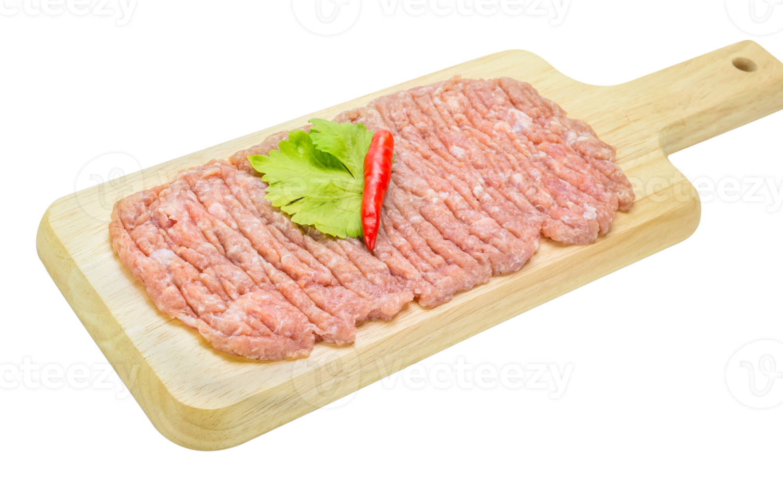 Raw minced pork on cutting board png