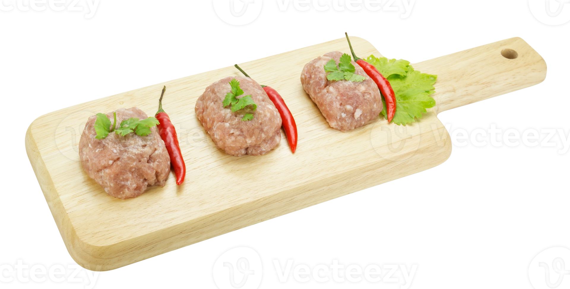 Raw minced pork on cutting board png