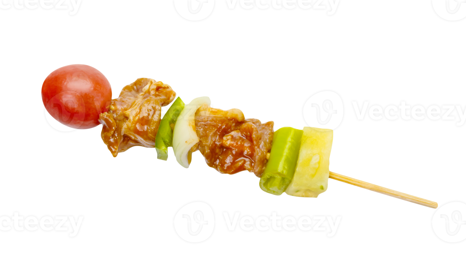 brocheta de mezclado carne y vegetales aislado png