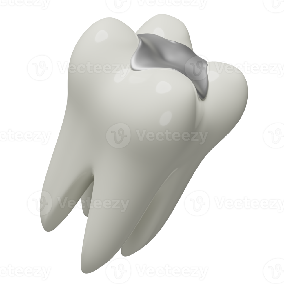 3d dental molar teeth model icon with filling material isolated. dental examination of the dentist, health of white teeth, 3d render illustration png