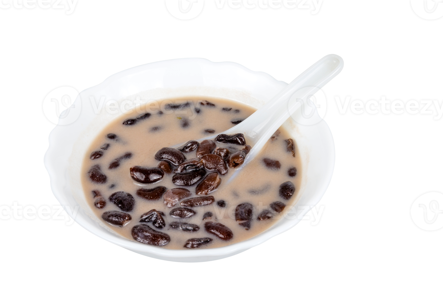 Thai dessert, black beans in coconut milk isolated png