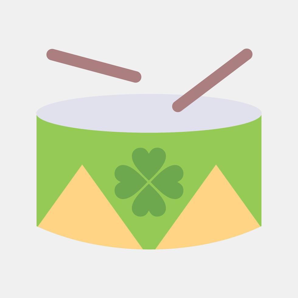 Icon drum with clover. St. Patrick's Day celebration elements. Icons in flat style. Good for prints, posters, logo, party decoration, greeting card, etc. vector