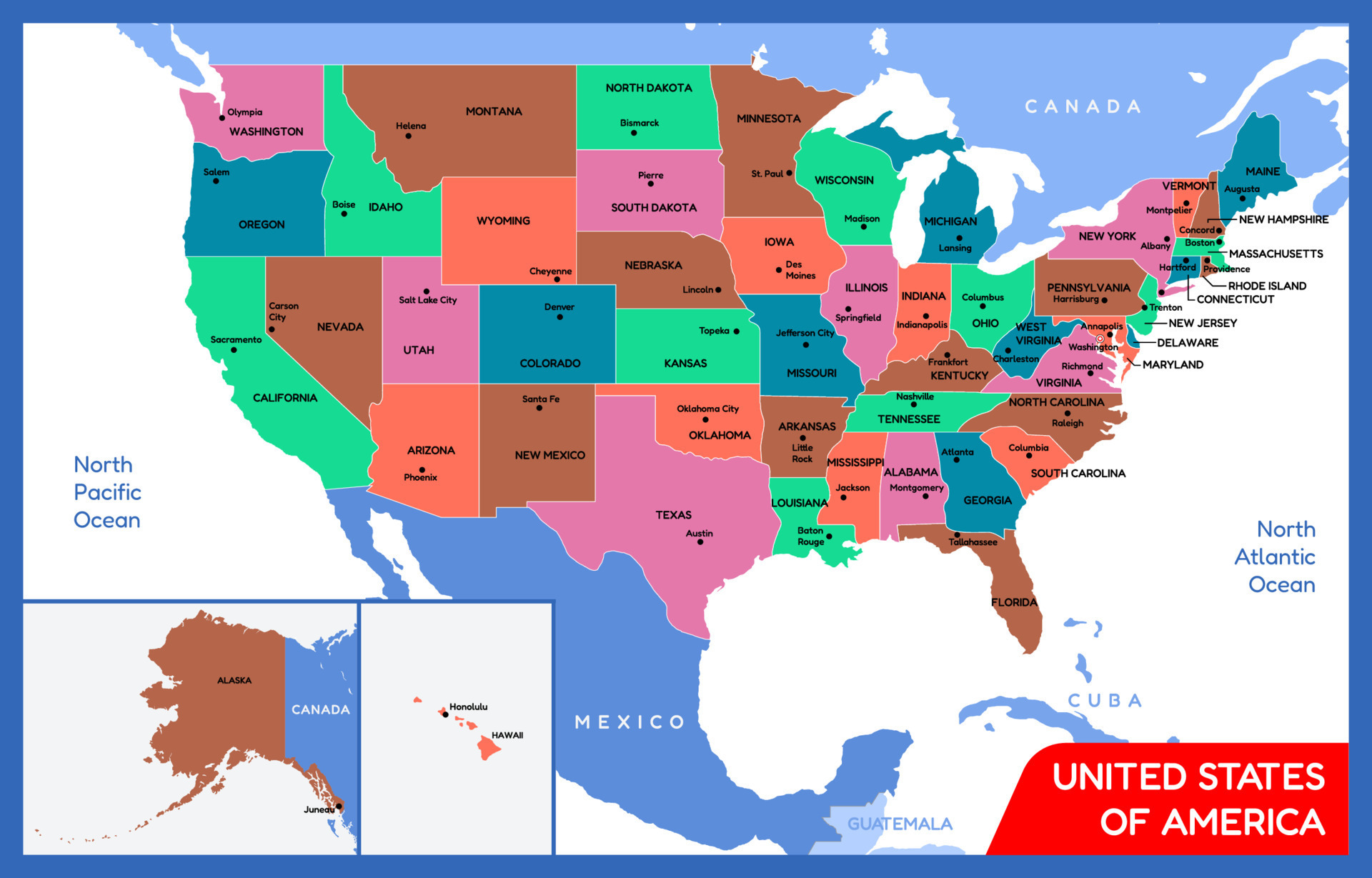 Country Map of USA 20482144 Vector Art at Vecteezy