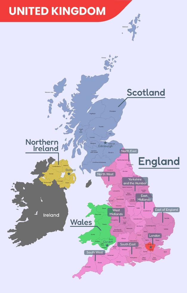 mapa del pais del reino unido vector