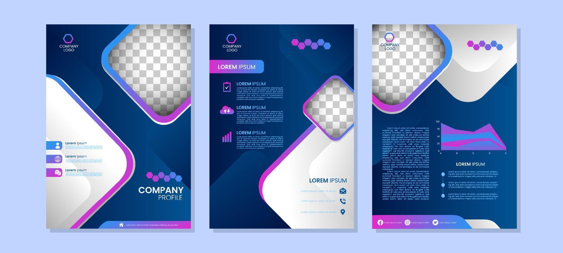 Generic Company Profile Blue Gradient Rectangle Template vector
