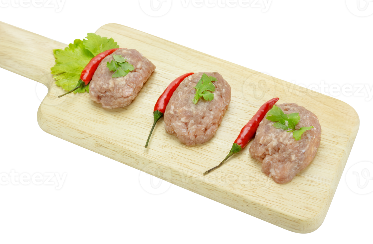 Raw minced pork on cutting board png