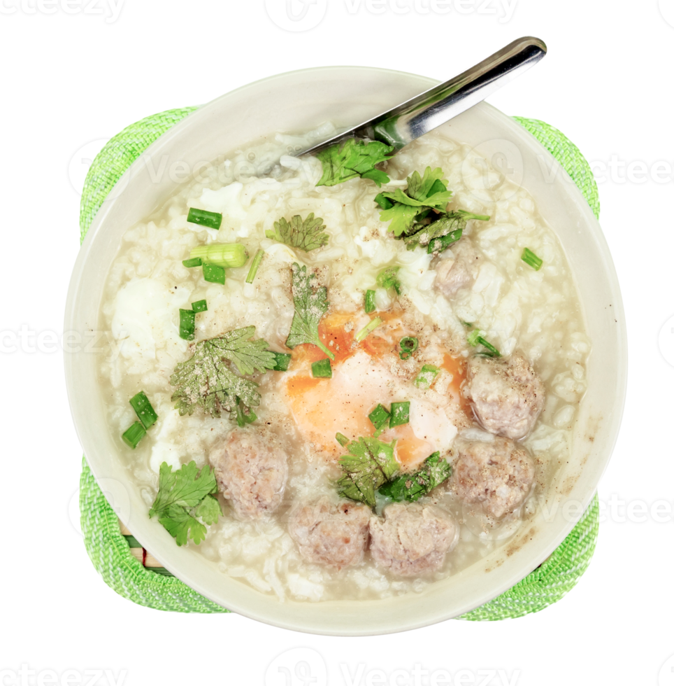 rice porridge with pork meat ball isolated png