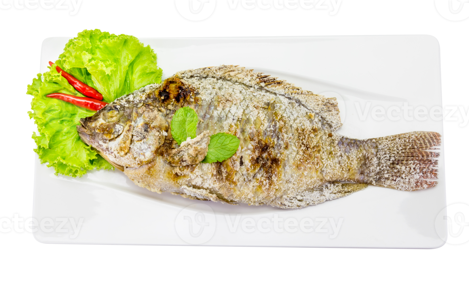fish grilled with salt  isolated png
