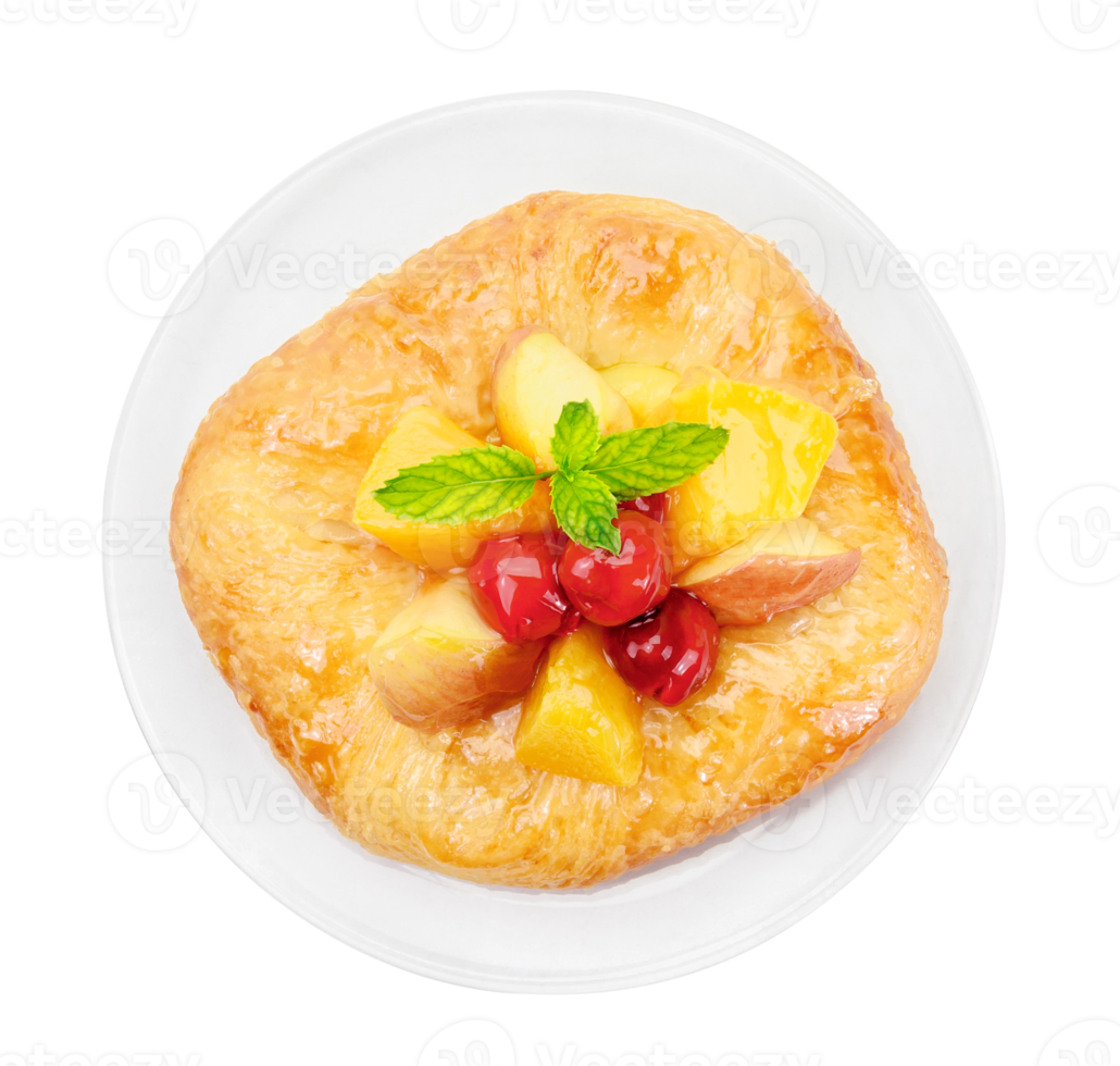 danish pastry with fruits isolated png