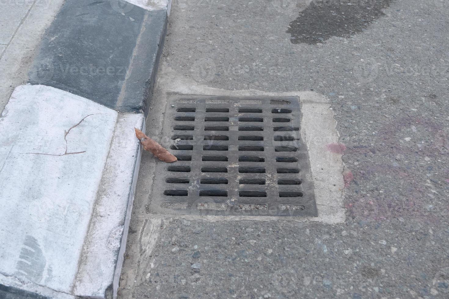 cover drains on the side of the road so that garbage does not get involved in the disposal of water photo