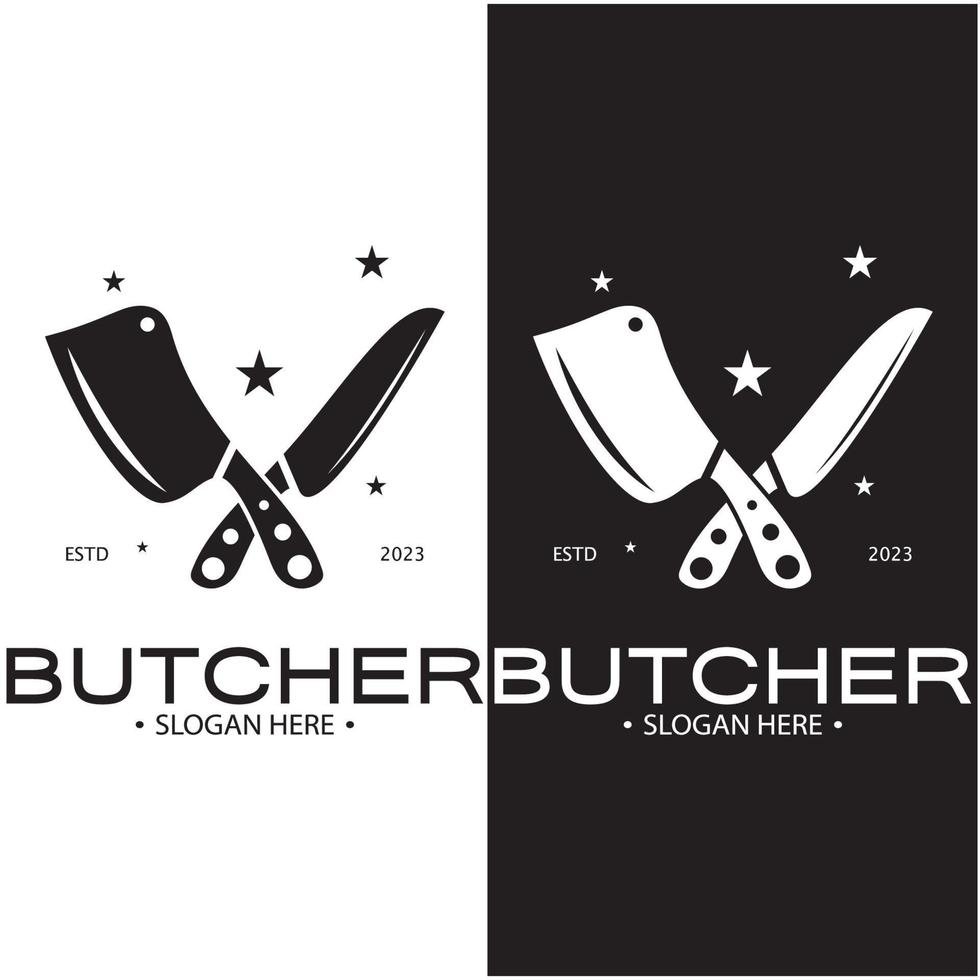 butcher knife vintage logo illustration,chef knife logo template,for business,badges,restaurants,abattoirs,butcher shops,cafes,brands,and knife shops.With modern simple minimalist vector concept.