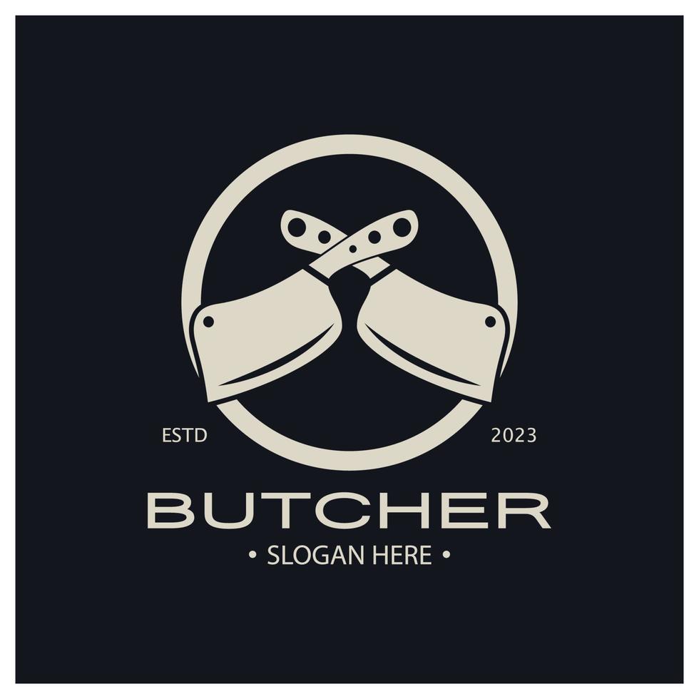 butcher knife vintage logo illustration,chef knife logo template,for business,badges,restaurants,abattoirs,butcher shops,cafes,brands,and knife shops.With modern simple minimalist vector concept.