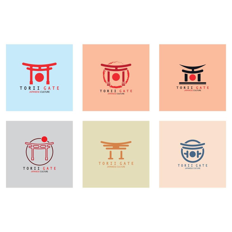 puerta torii cultura tradicional japonesa icono de ilustración de logotipo simple con concepto de vector minimalista estético