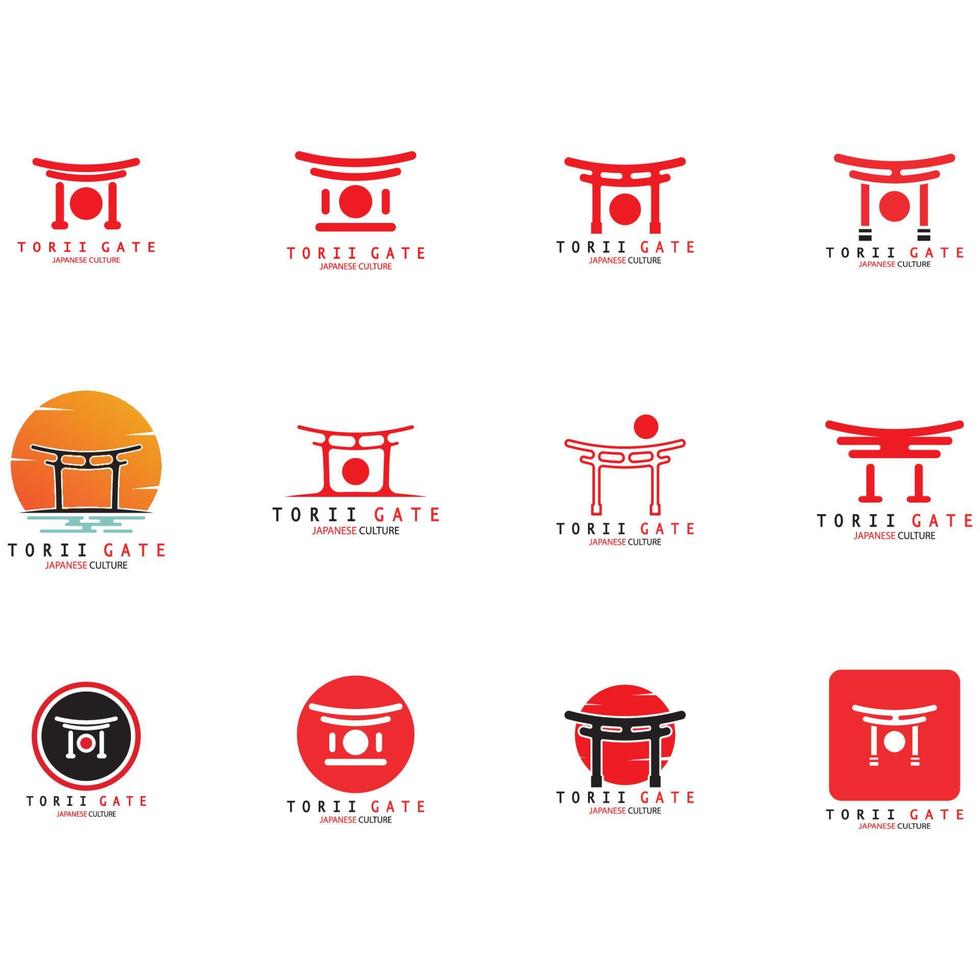 puerta torii cultura tradicional japonesa icono de ilustración de logotipo simple con concepto de vector minimalista estético