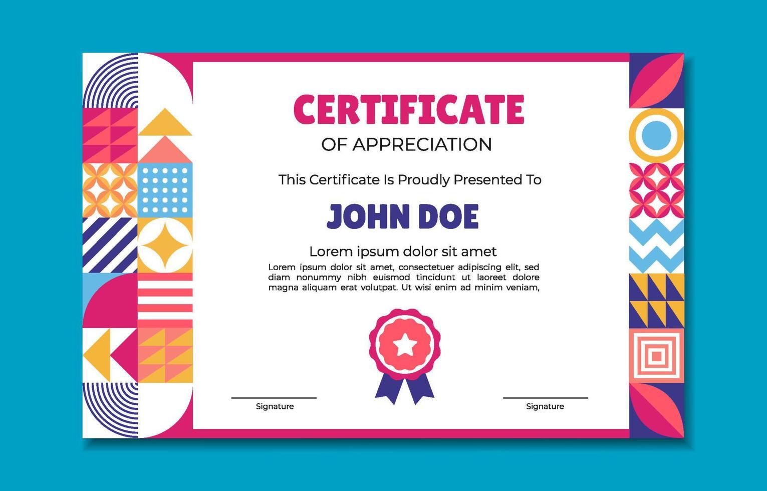 Colorful Flat Modern Certificate Design vector