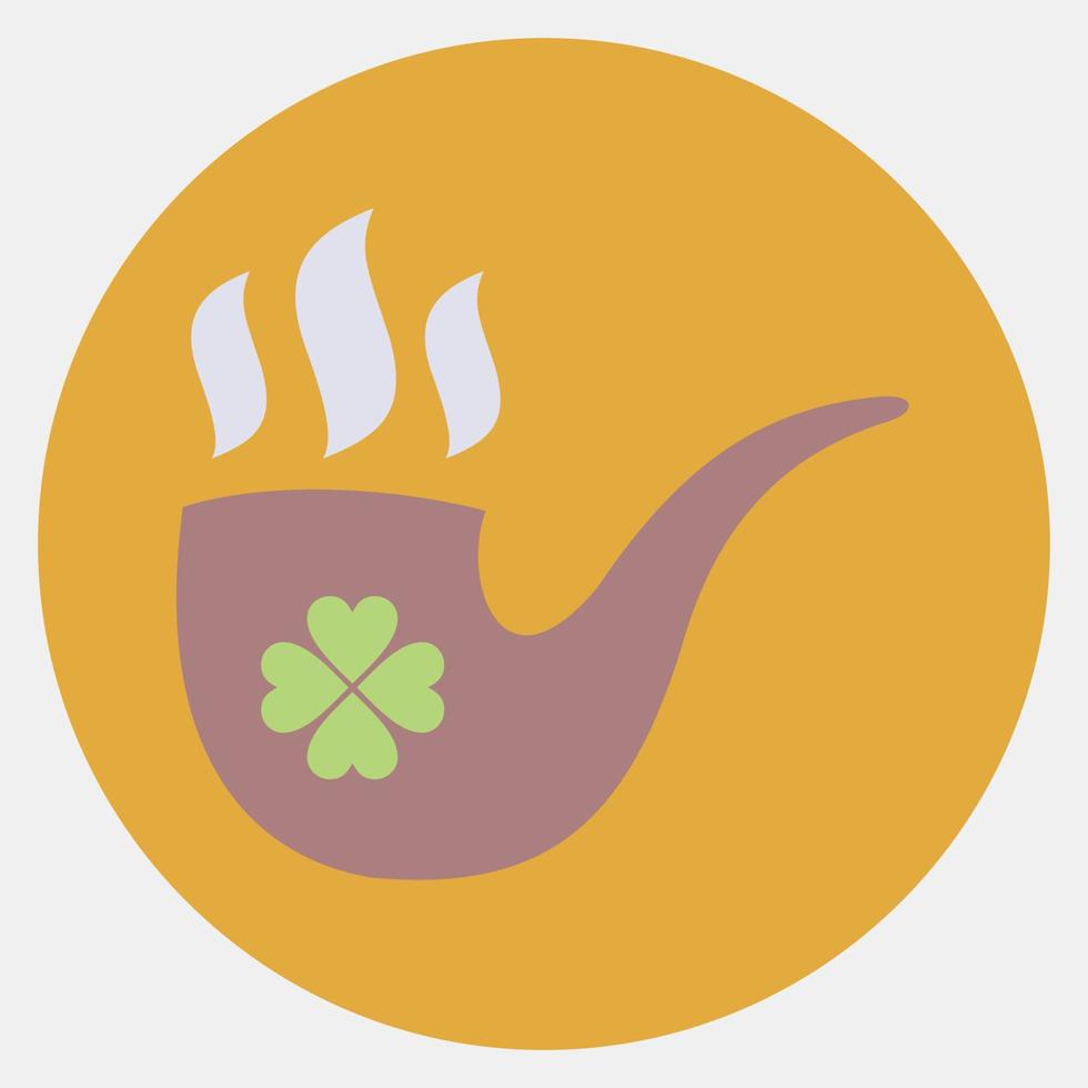 Icon smoking pipe. St. Patrick's Day celebration elements. Icons in color mate style. Good for prints, posters, logo, party decoration, greeting card, etc. vector