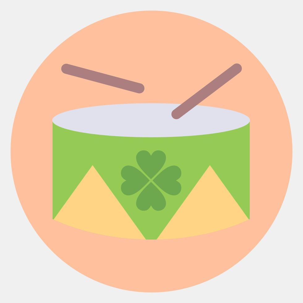 Icon drum with clover. St. Patrick's Day celebration elements. Icons in color mate style. Good for prints, posters, logo, party decoration, greeting card, etc. vector