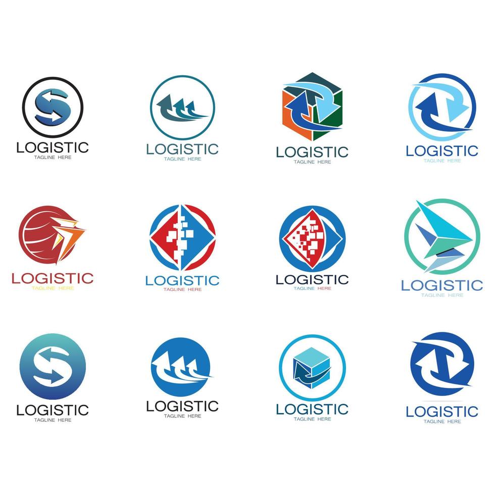 logística logo icono ilustración vector diseño distribución símbolo entrega de bienes economía finanzas