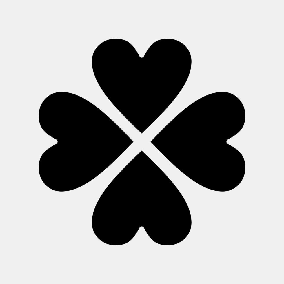 Icon four leaf clover. St. Patrick's Day celebration elements. Icons in glyph style. Good for prints, posters, logo, party decoration, greeting card, etc. vector
