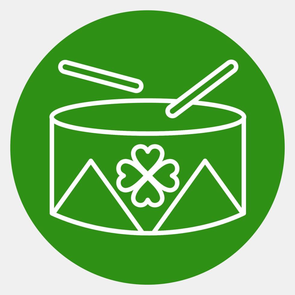 Icon drum with clover. St. Patrick's Day celebration elements. Icons in green style. Good for prints, posters, logo, party decoration, greeting card, etc. vector