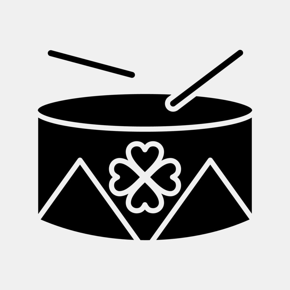 Icon drum with clover. St. Patrick's Day celebration elements. Icons in glyph style. Good for prints, posters, logo, party decoration, greeting card, etc. vector