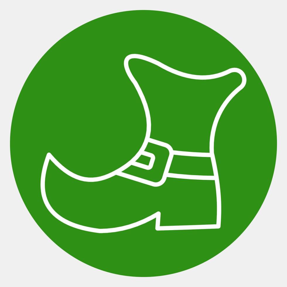 Icon leprechaun shoes. St. Patrick's Day celebration elements. Icons in green style. Good for prints, posters, logo, party decoration, greeting card, etc. vector