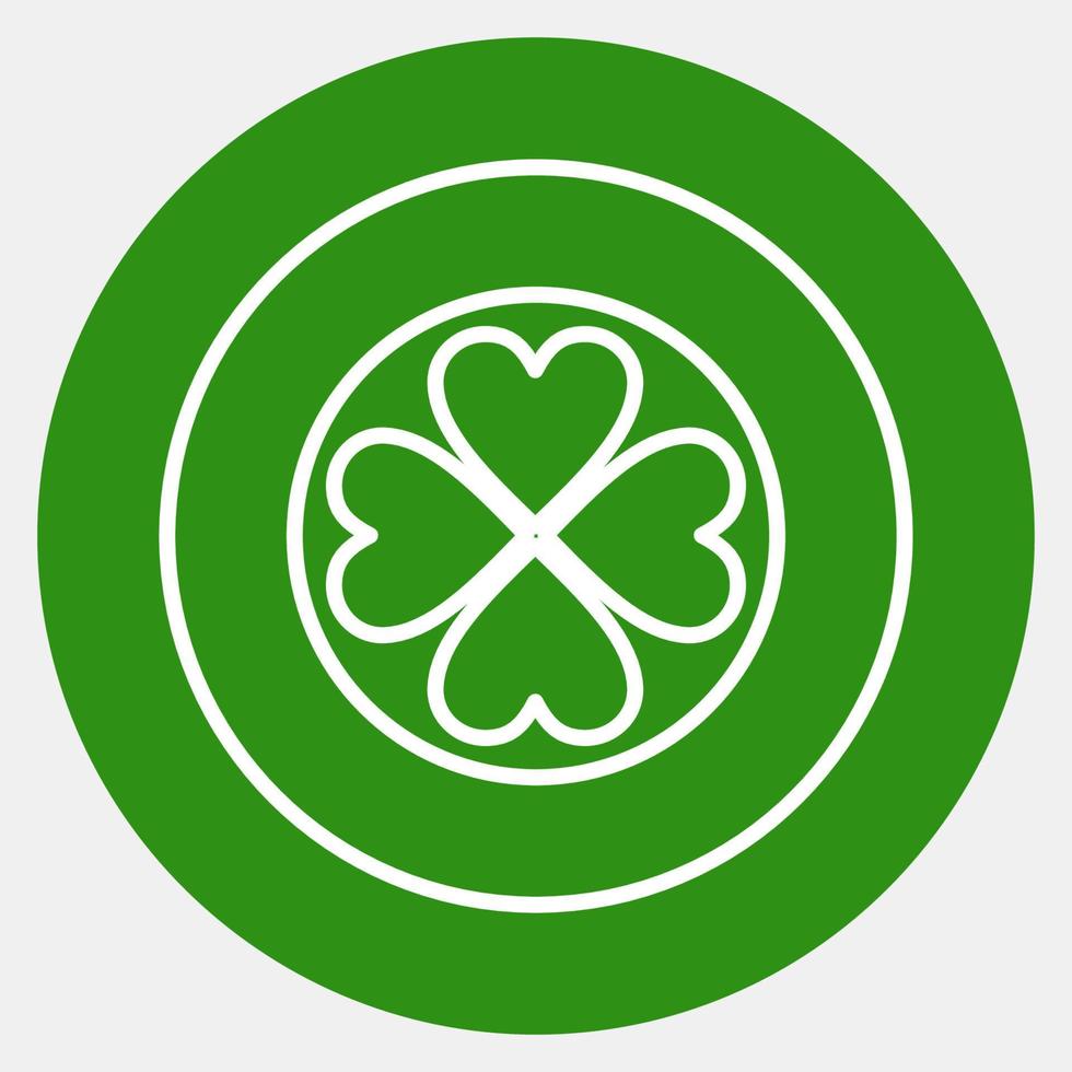 Icon gold coin with clover. St. Patrick's Day celebration elements. Icons in green style. Good for prints, posters, logo, party decoration, greeting card, etc. vector