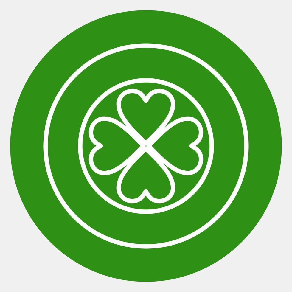 Icon gold coin with clover. St. Patrick's Day celebration elements. Icons in green style. Good for prints, posters, logo, party decoration, greeting card, etc. vector