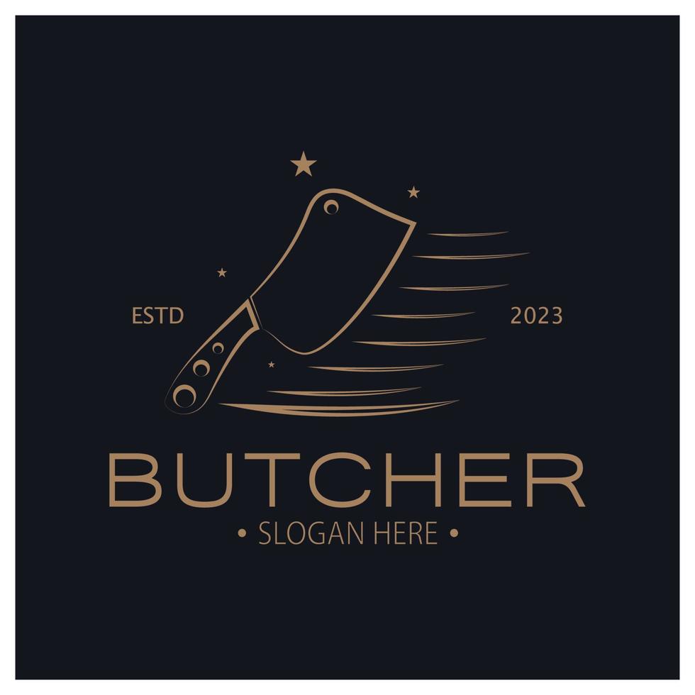 butcher knife vintage logo illustration,chef knife logo template,for business,badges,restaurants,abattoirs,butcher shops,cafes,brands,and knife shops.With modern simple minimalist vector concept.