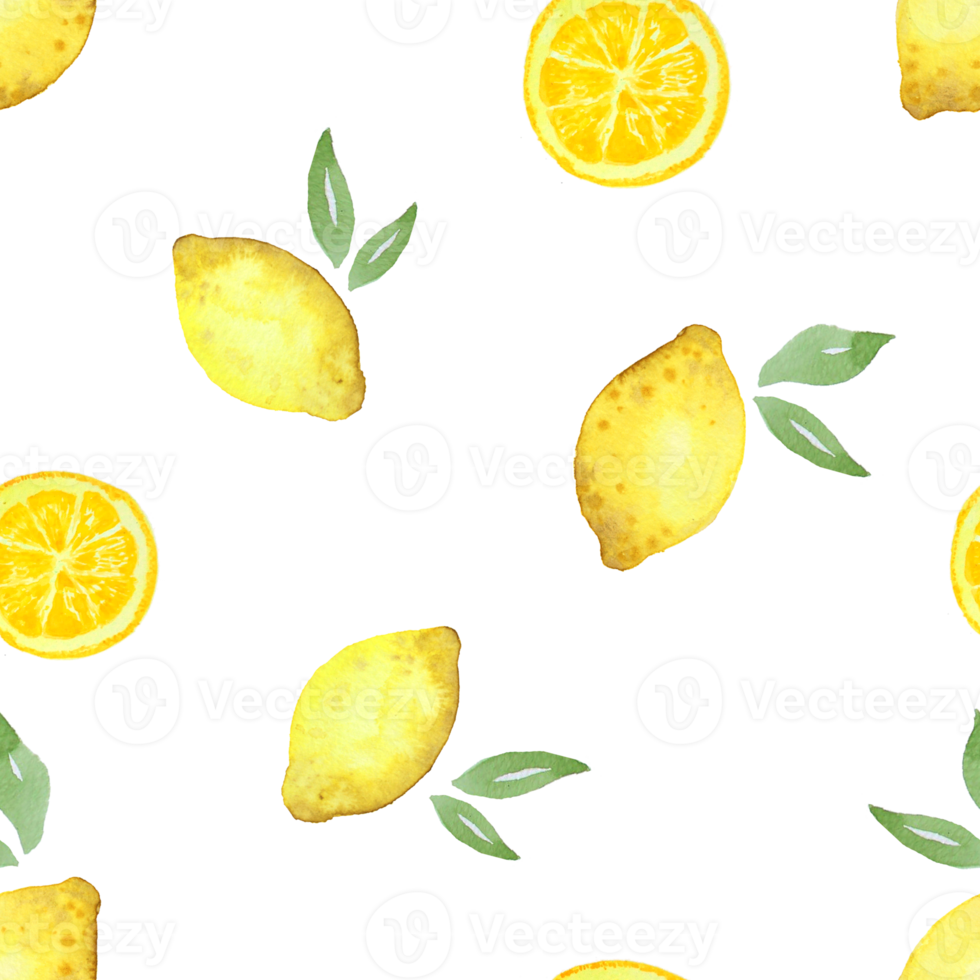 Lemon Watercolor Painting Seamless background png