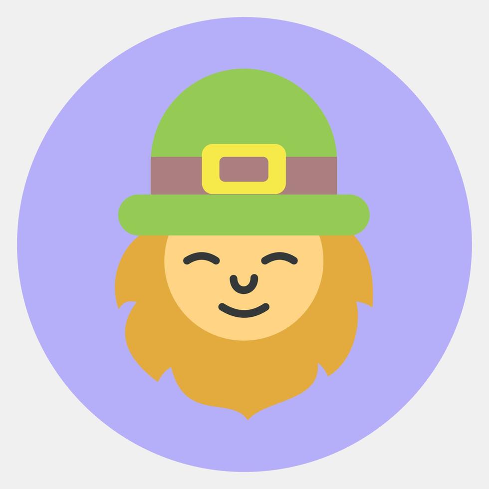Icon leprechaun. St. Patrick's Day celebration elements. Icons in color mate style. Good for prints, posters, logo, party decoration, greeting card, etc. vector