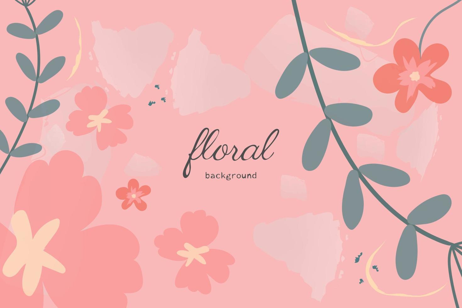 floral vector antecedentes en rosado colores. linda fondo de pantalla diseño con delicado flores, ramitas, hojas y lugares. minimalista, primavera botánico ilustración adecuado para tela, huellas dactilares, cubrir Arte.