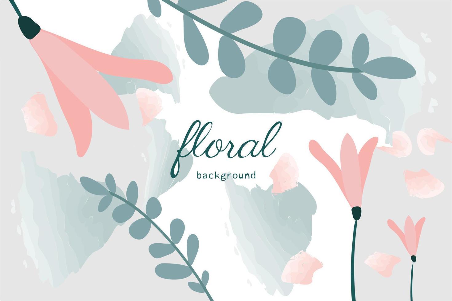 Floral vector background. Luxurious wallpaper design with delicate flowers, leaves and spots. Minimalistic, spring botanical illustration suitable for fabric, prints, cover art.