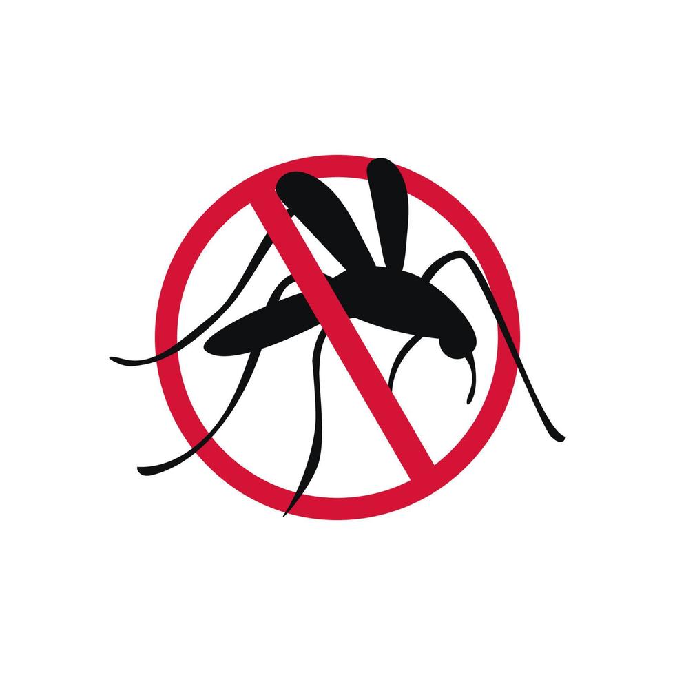 Mosquito Icon. Stop gnat. Mosquito warning prohibited sign. Anti mosquitoes, insect control symbol. vector