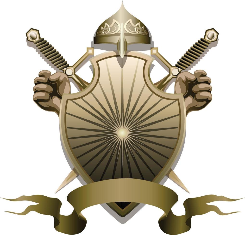 shields with ornaments in editable eps vector