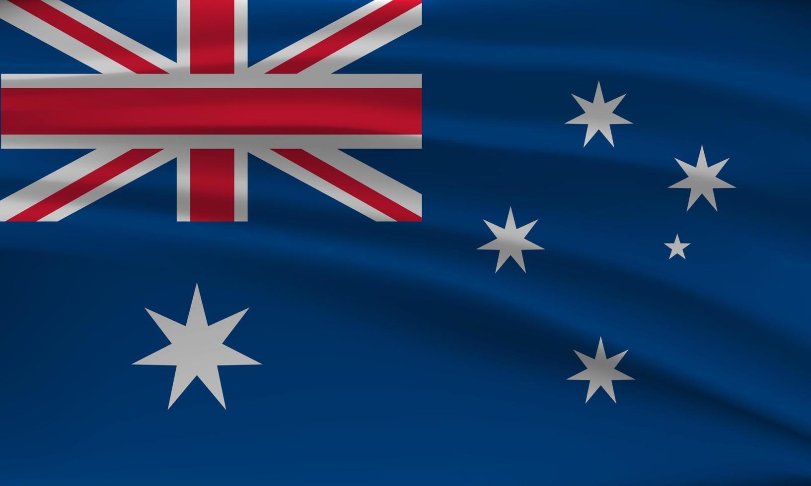 Flag of Australia, with a wavy effect due to the wind. vector