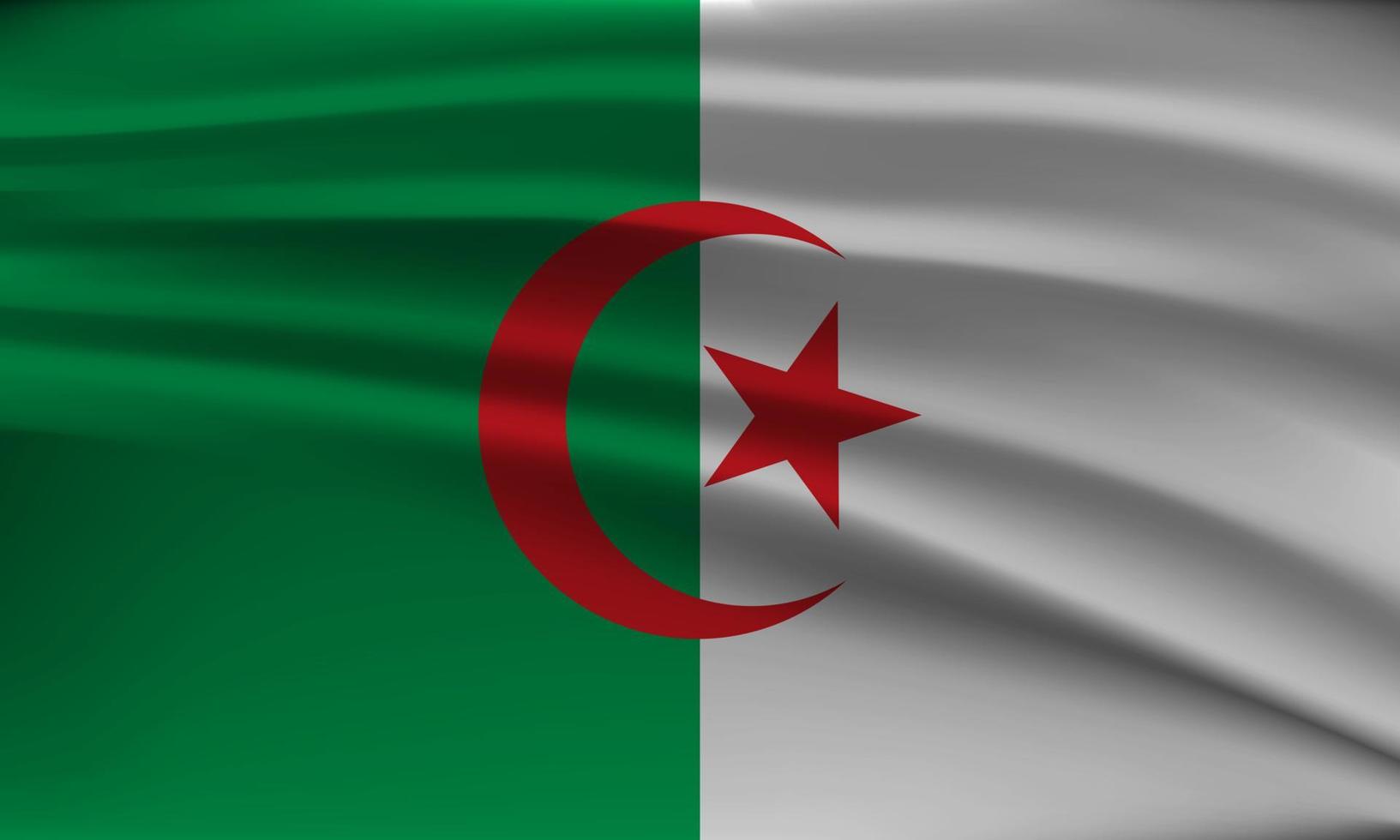 Flag of Algeria, with a wavy effect due to the wind. vector