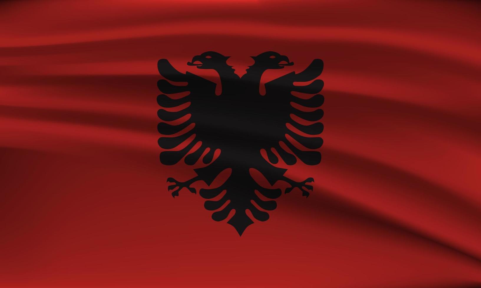 Flag of Albania, with a wavy effect due to the wind. vector