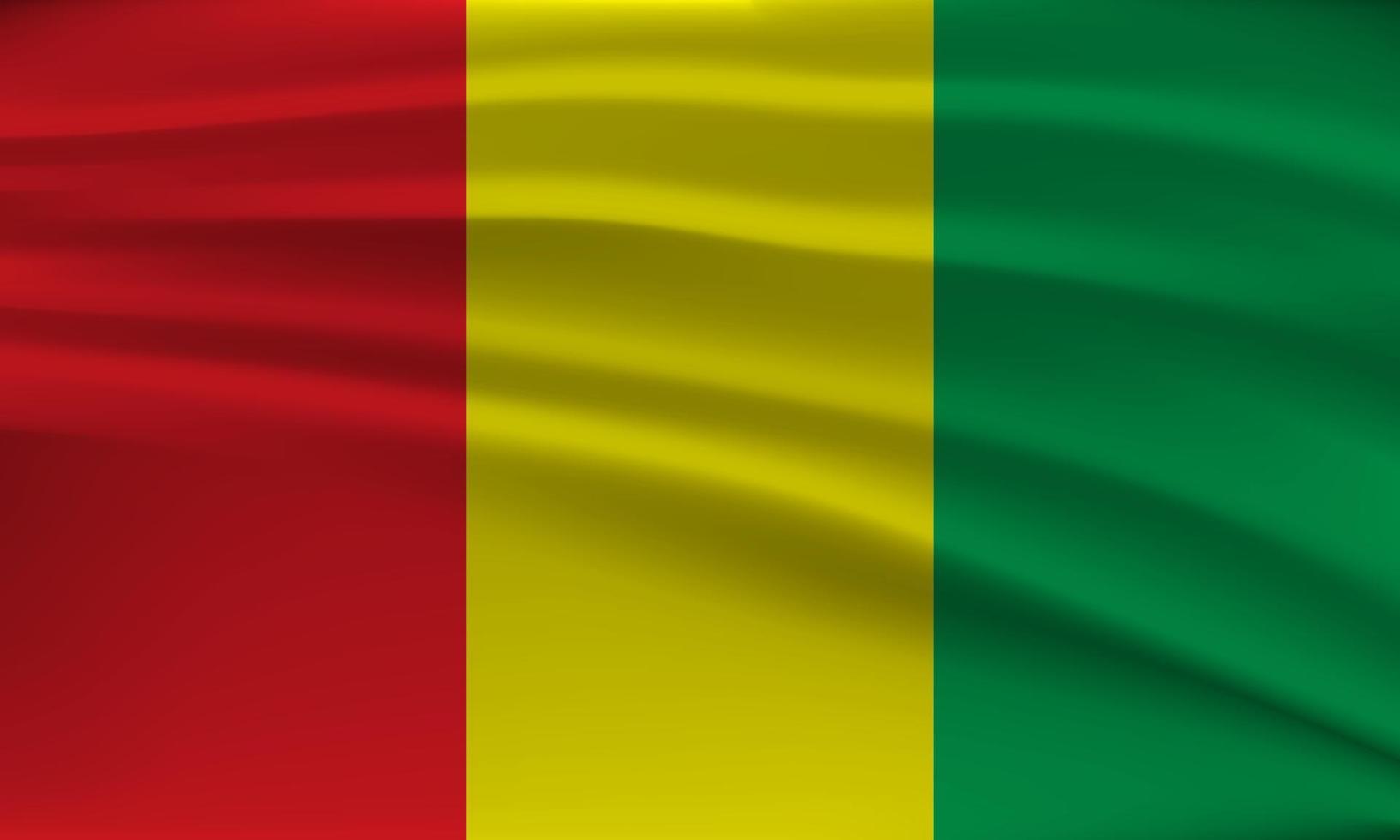 Flag of Guinea, with a wavy effect due to the wind. vector