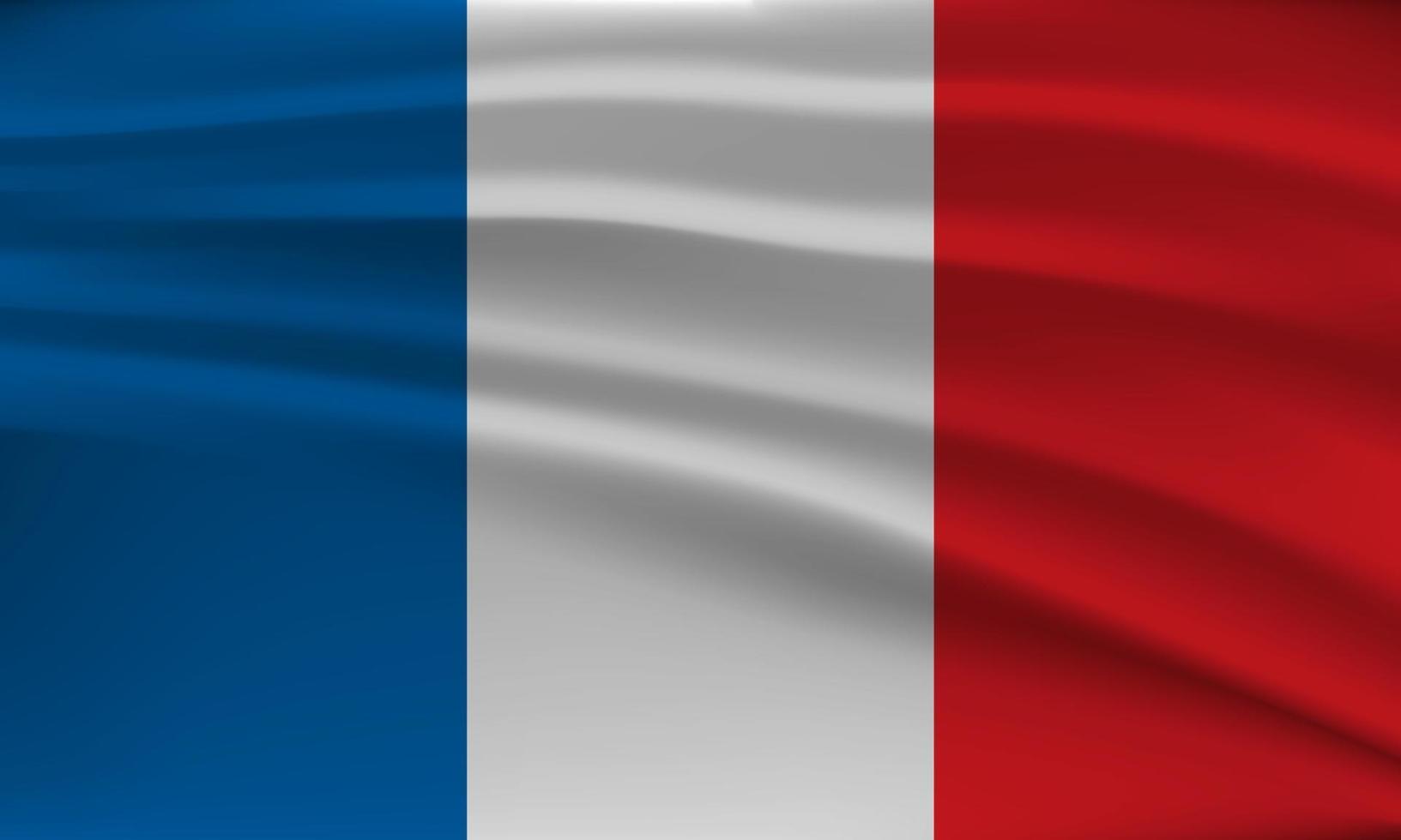 Flag of France, with a wavy effect due to the wind. vector