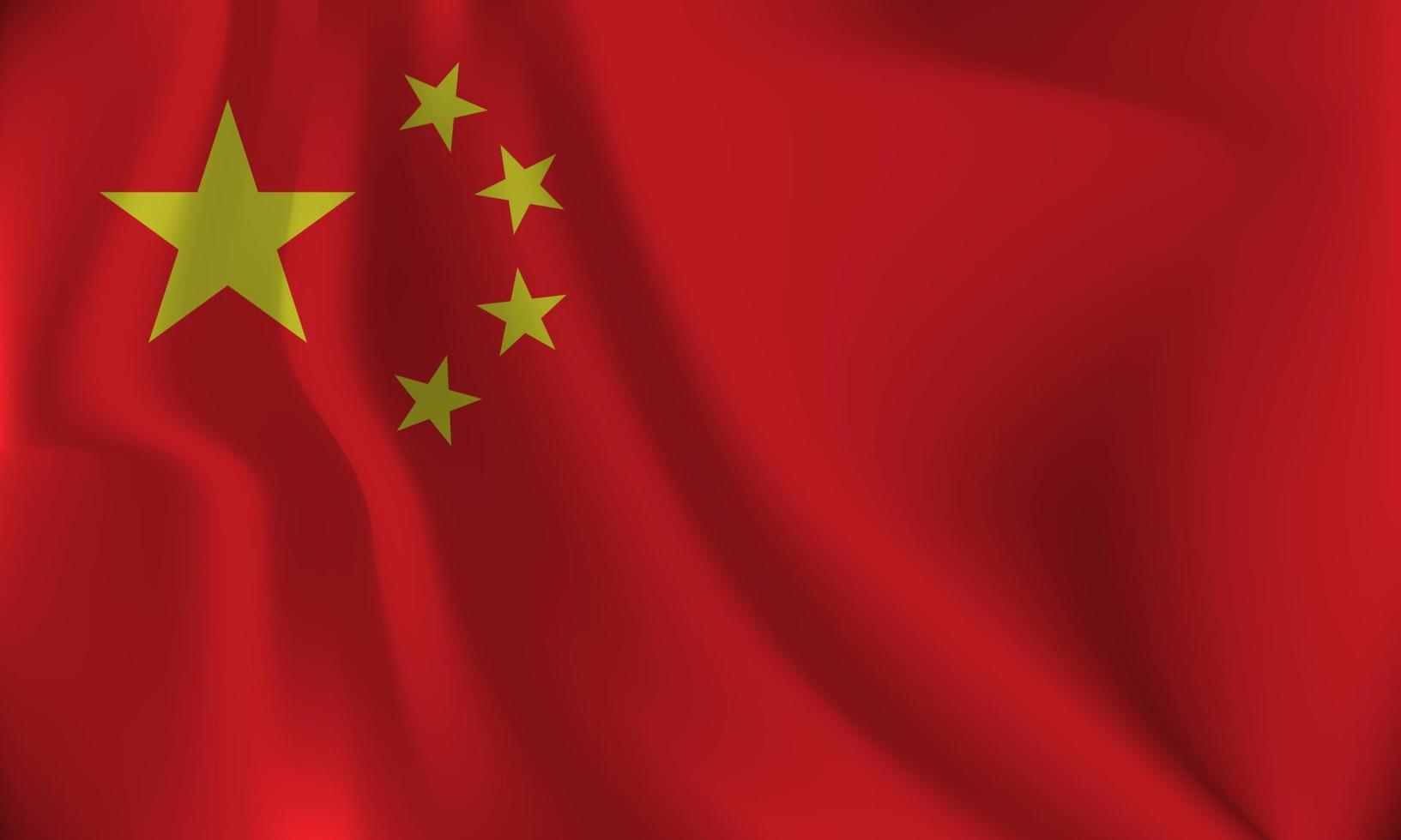 Flag of China, with a wavy effect due to the wind. vector