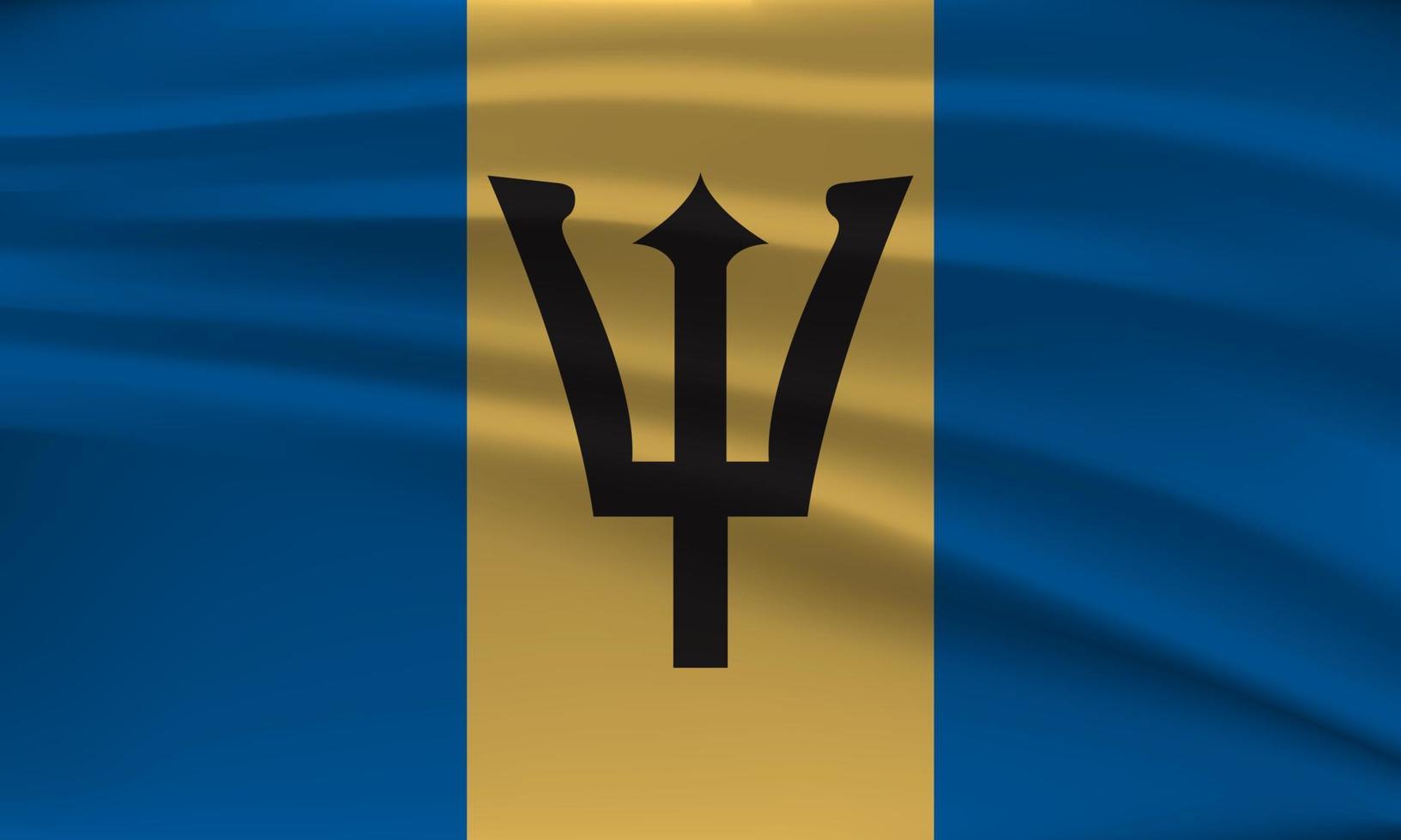 Flag of Barbados, with a wavy effect due to the wind. vector