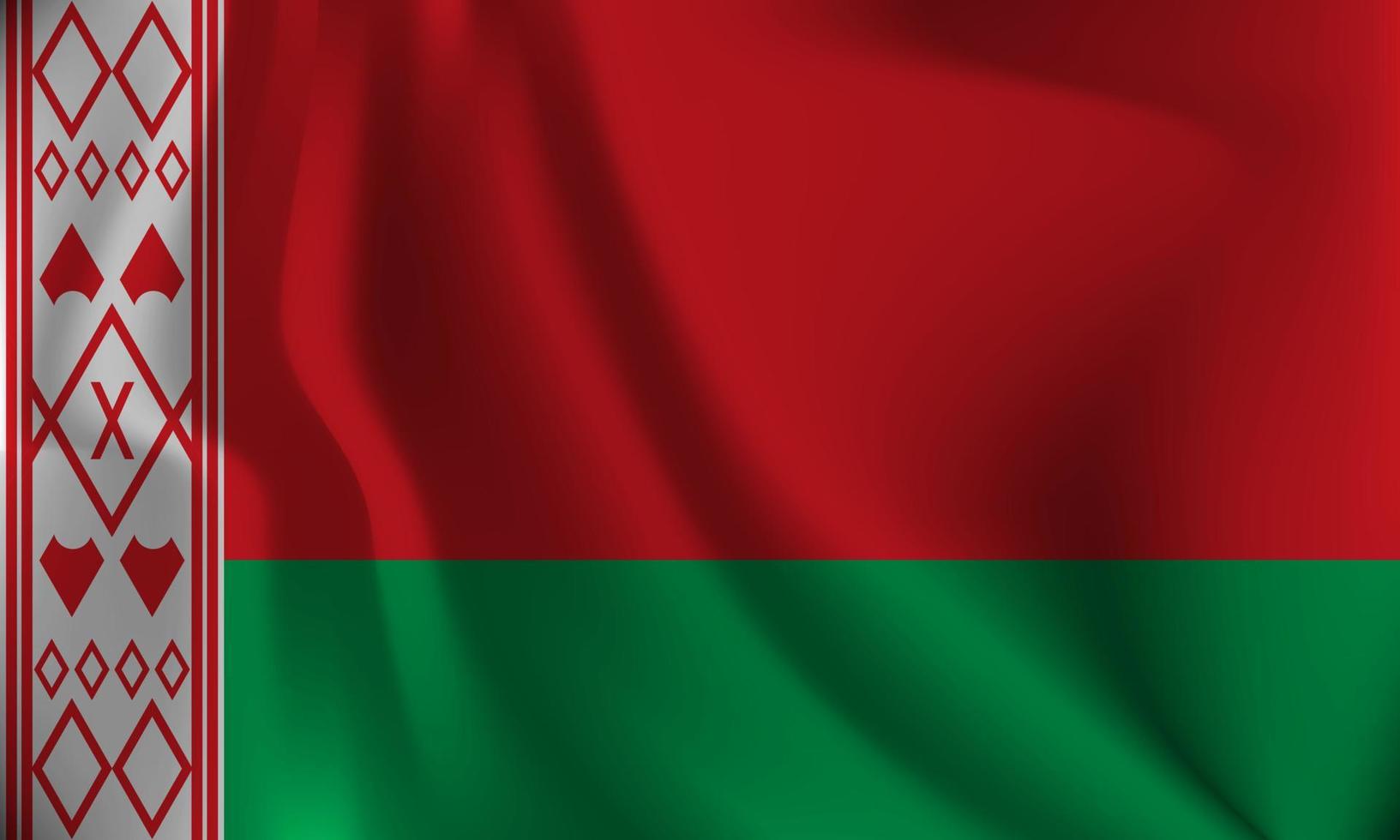 Flag of Belarus, with a wavy effect due to the wind. vector