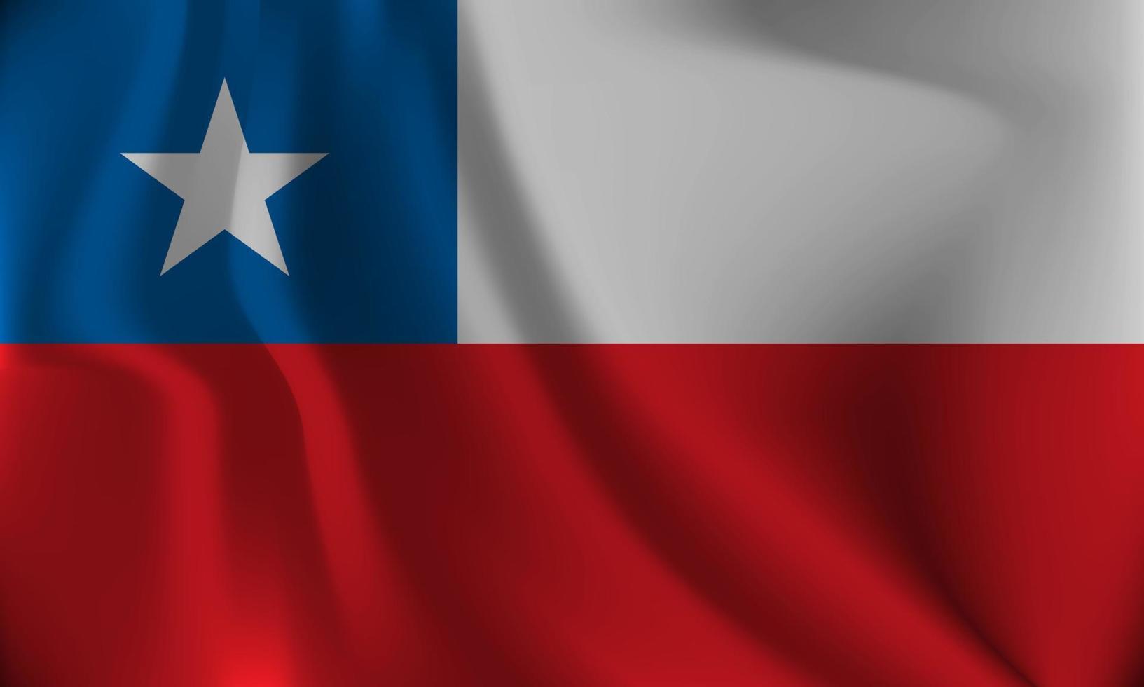 Flag of Chile, with a wavy effect due to the wind. vector